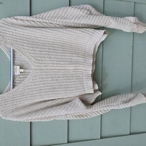 Cream Textured Knit Cardigan Sweater